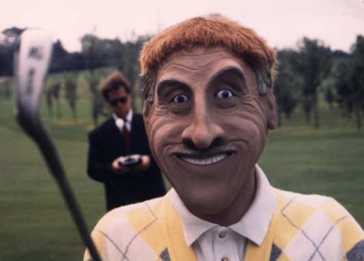 Robotic Bruce Forsyth . Golf abroard tv show 